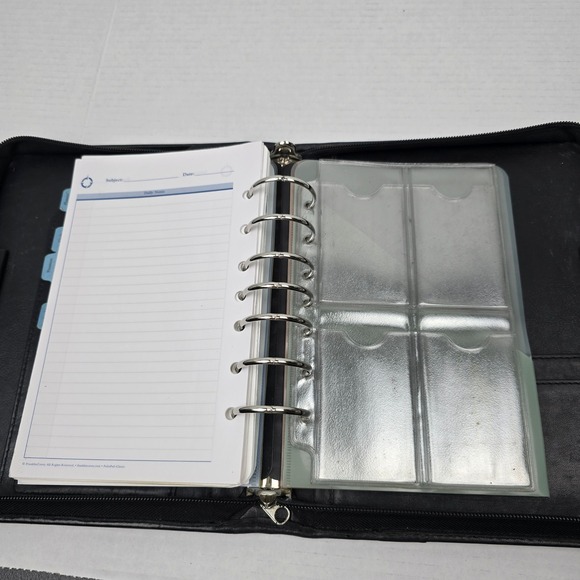 Franklin Covey Black Leather Floral Tapestry Zip Planner Binder Classic - Picture 14 of 16